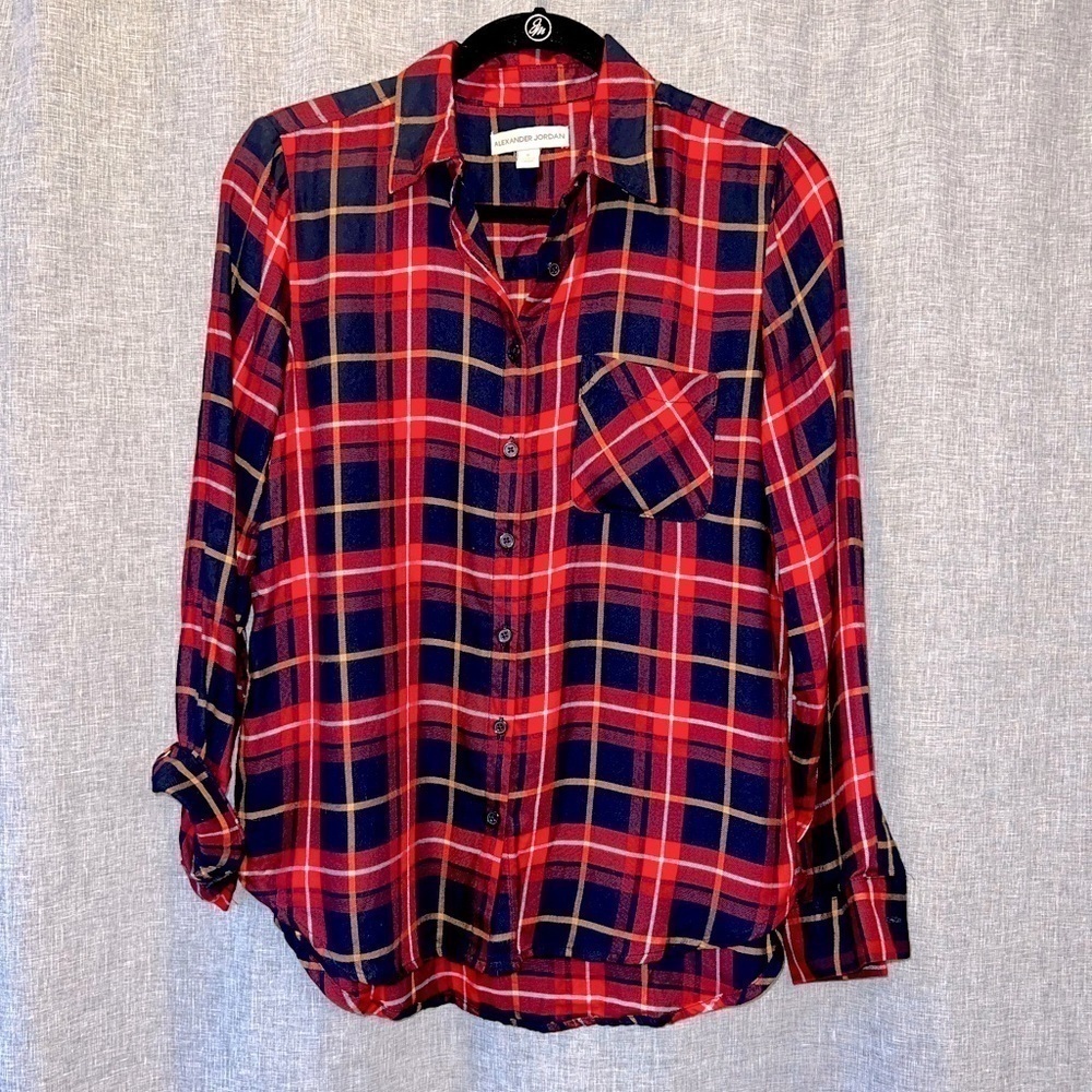 WOMEN'S Alexander Jordan Plaid Button Up Top Small